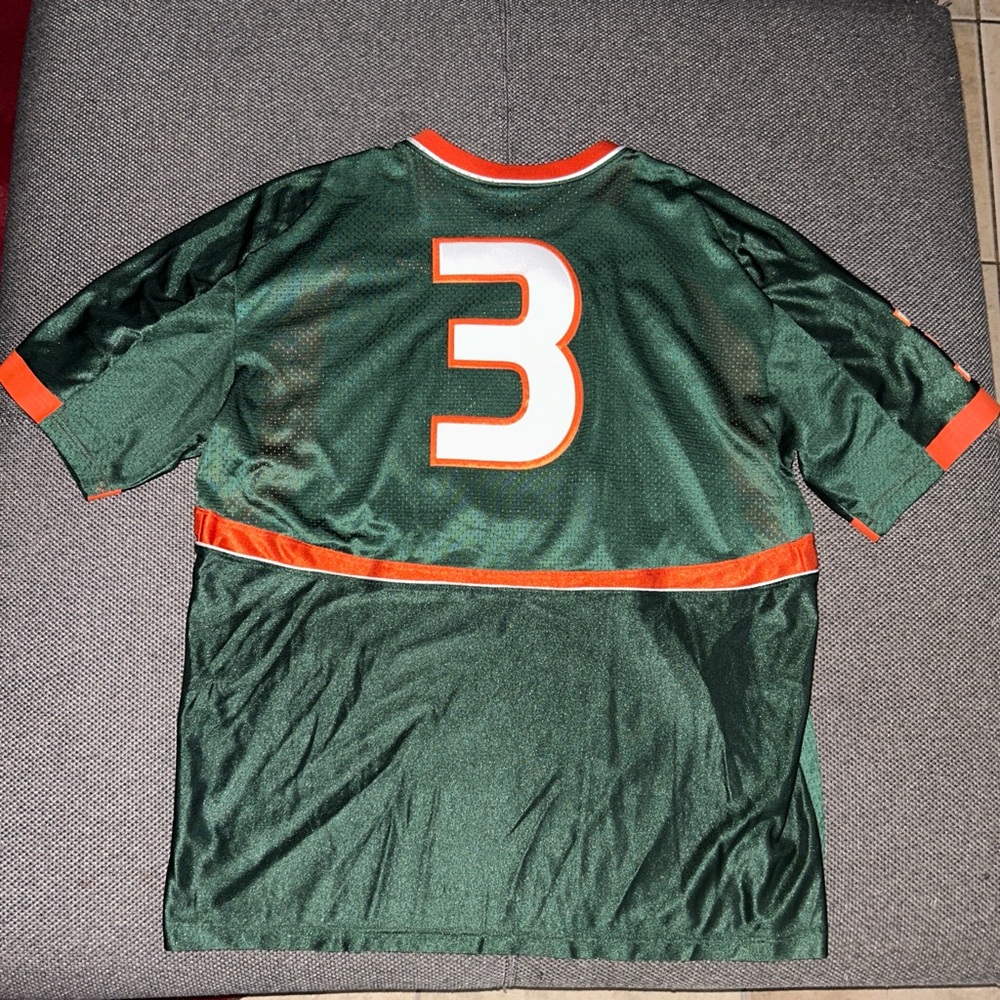 Rare Vintage Nike Miami Hurricanes Stitch Green Football Jersey - Picture 7 of 8